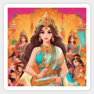 Top Queen anime  with crown on her head Sticker